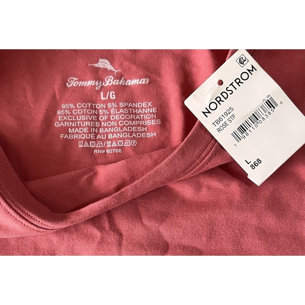 Tommy Bahama Short Sleeve Crew Neck Top, Rose STP, Large - Picture 2 of 8